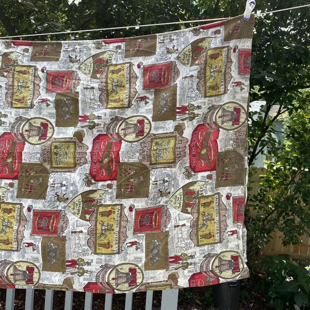 Colonial Print Twin Bedspread Coverlet Thin Americana Homemade Farmhouse